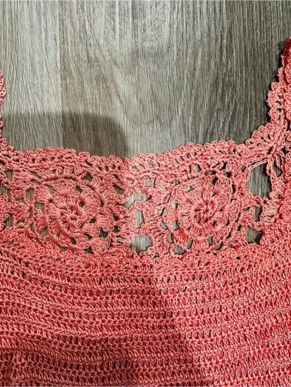 Mix Nouveau Apricot Coral Crochet Knit Maxi Skirt Set Boho Coastal Size L